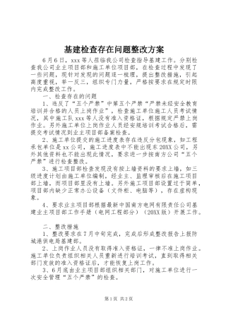 2024年基建检查存在问题整改方案
