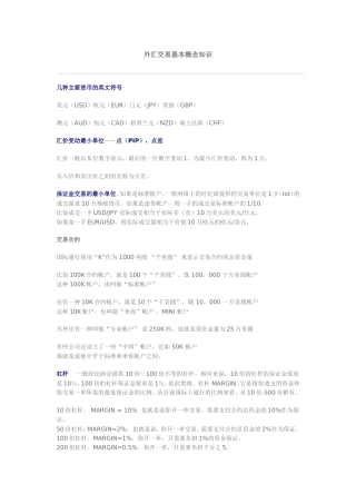 外汇交易基本概念知识