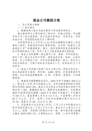 2024年基金公司激励方案