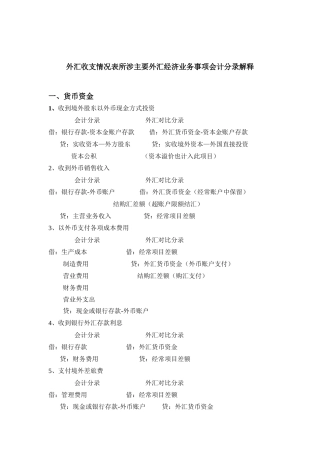 外汇收支情况表所涉主要外汇经济-业务事项会计分录解释