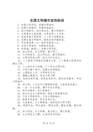 2024年全国文明城市宣传标语