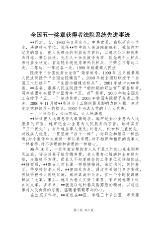 2024年全国五一奖章获得者法院系统先进事迹