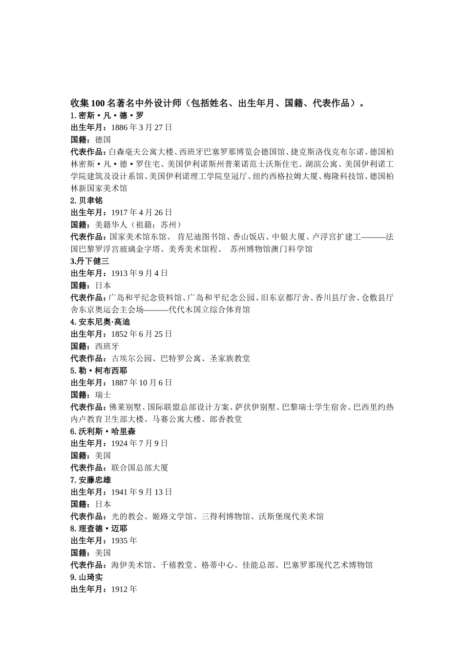 外建筑师及作品表_第1页