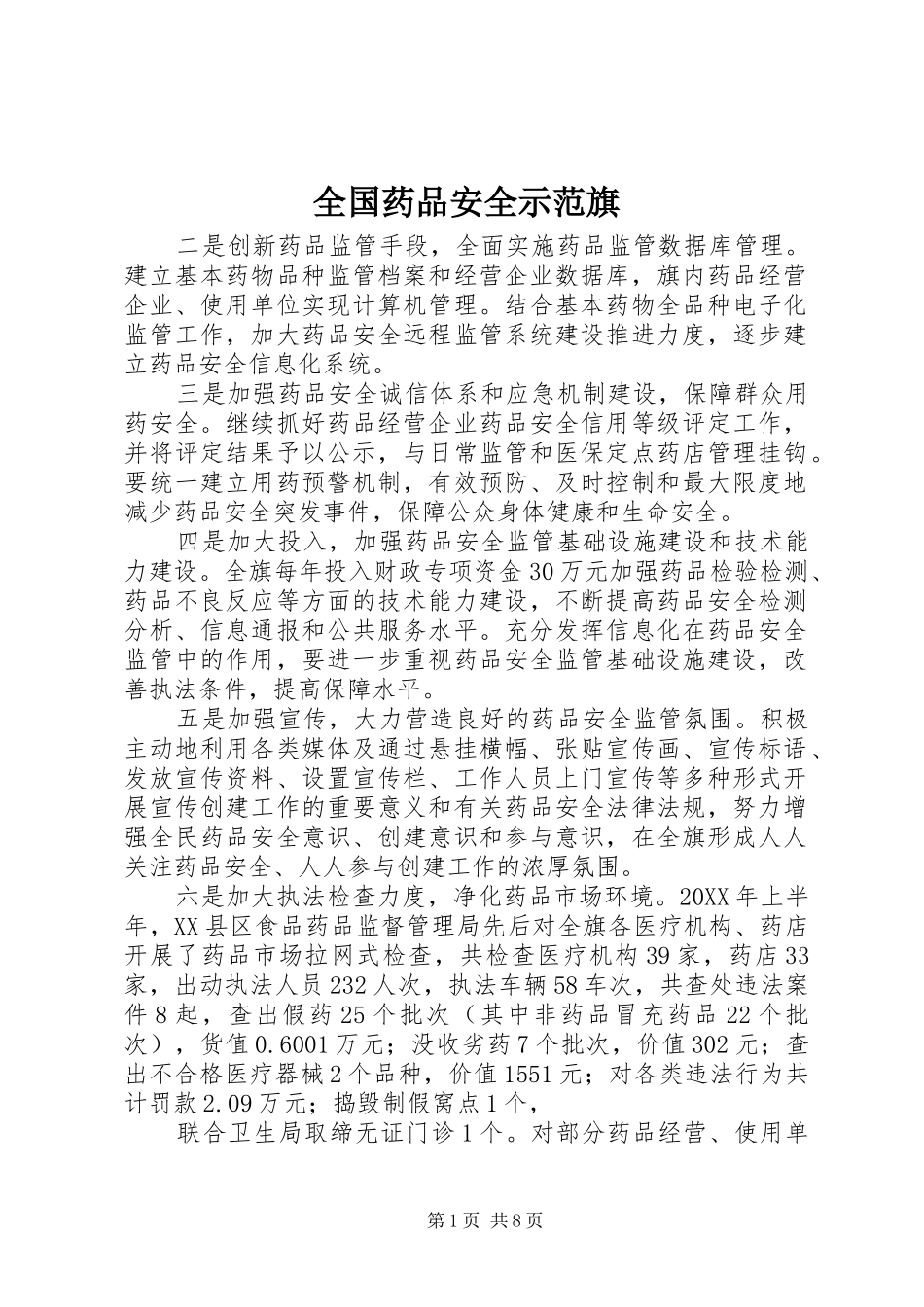 2024年全国药品安全示范旗_第1页