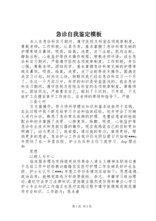 2024年急诊自我鉴定模板