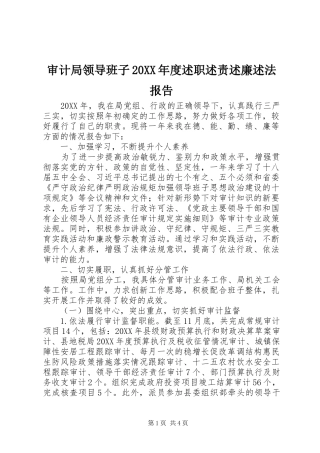 2024年审计局领导班子年度述职述责述廉述法报告