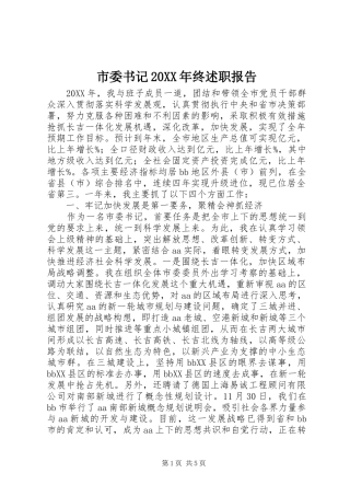 2024年市委书记终述职报告
