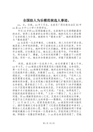 2024年全国助人为乐模范候选人事迹