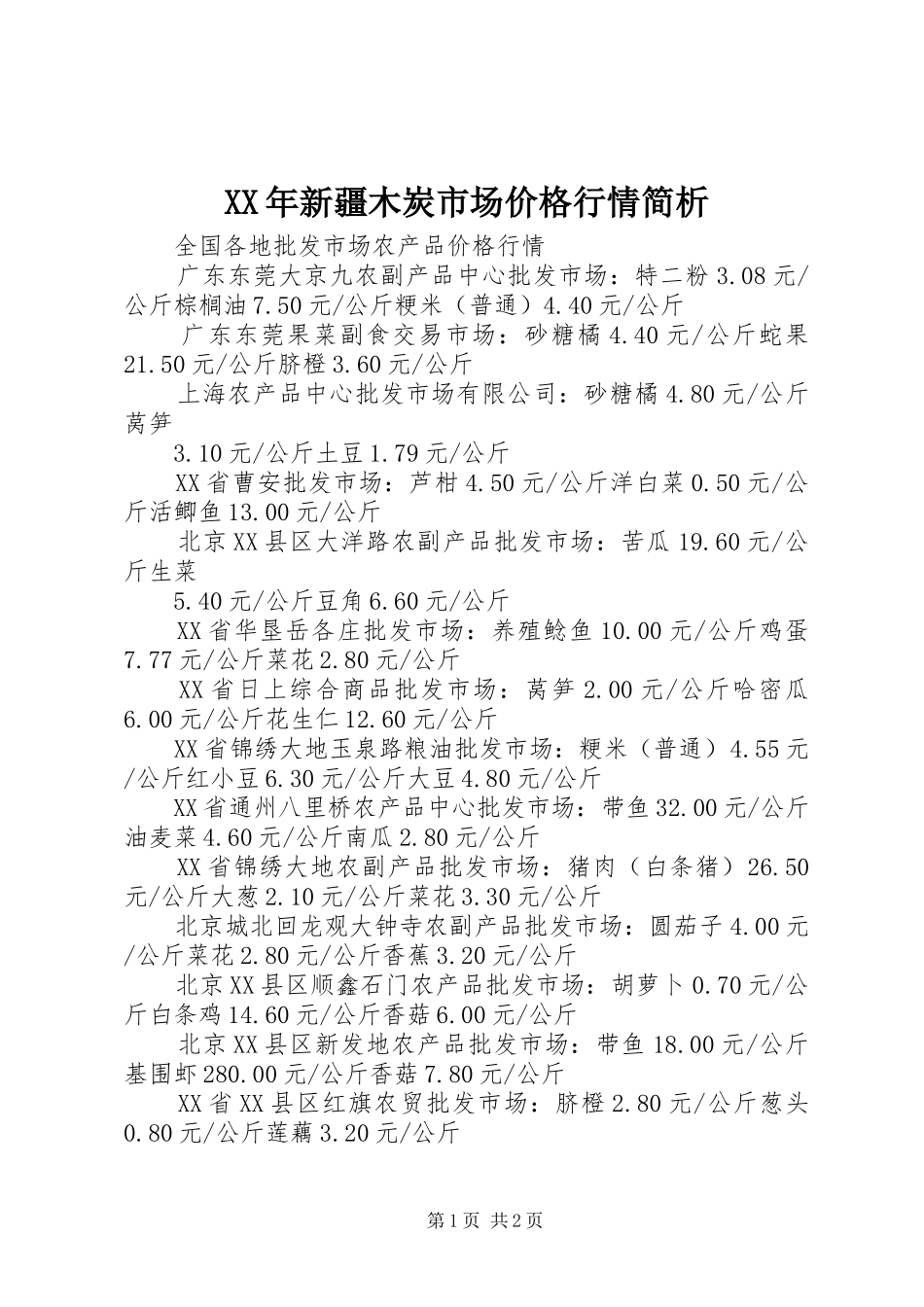 2024年新疆木炭市场价格行情简析_第1页