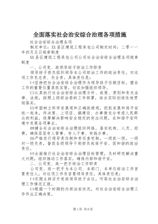 2024年全面落实社会治安综合治理各项措施