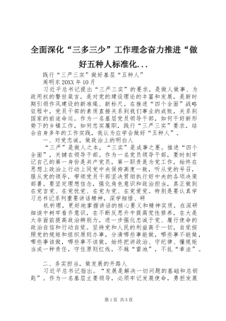 2024年全面深化三多三少工作理念奋力推进做好五种人标准化