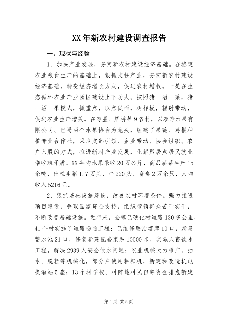 2024年新农村建设调查报告_第1页