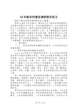 2024年新农村建设调研报告范文