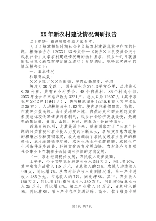 2024年新农村建设情况调研报告