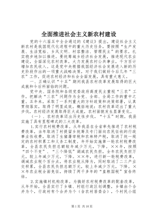 2024年全面推进社会主义新农村建设