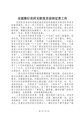 2024年全面推行农村无职党员设岗定责工作