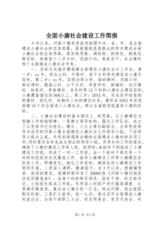 2024年全面小康社会建设工作简报