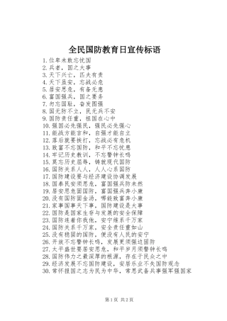 2024年全民国防教育日宣传标语