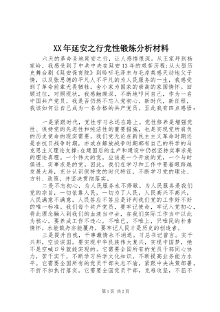 2024年延安之行党性锻炼分析材料