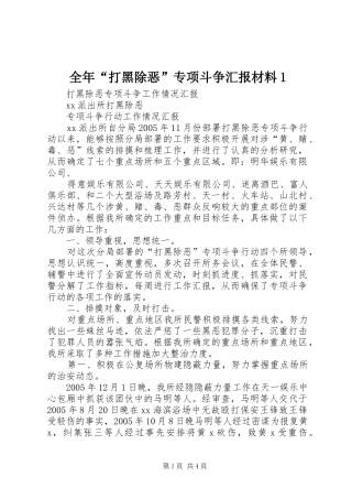 2024年全年打黑除恶专项斗争汇报材料
