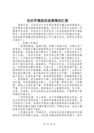2024年全区环境综治进展情况汇报