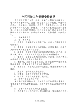 2024年全区科技工作调研安排意见