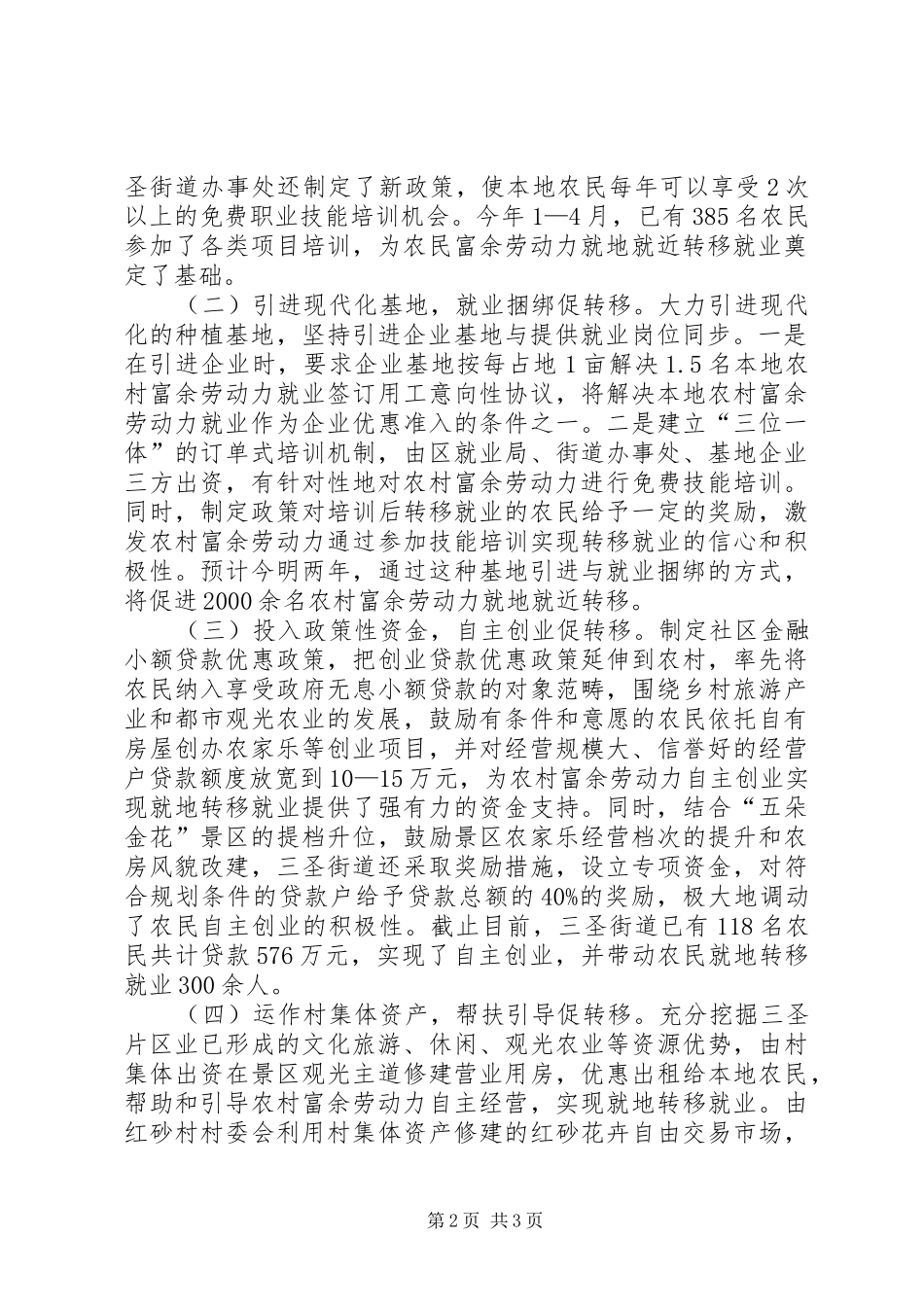 2024年全区农村充分就业的汇报材料_第2页