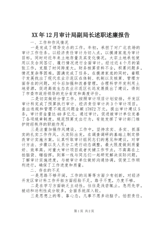 2024年月审计局副局长述职述廉报告