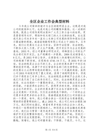 2024年全区企业工作会典型材料
