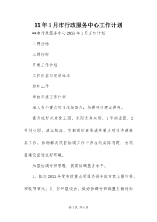 2024年月市行政服务中心工作计划