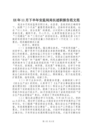 2024年月下半年安监局局长述职报告范文范