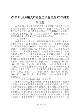 2024年月乡镇人口计生工作总结及终工作计划
