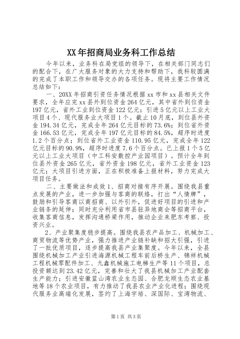 2024年招商局业务科工作总结_第1页