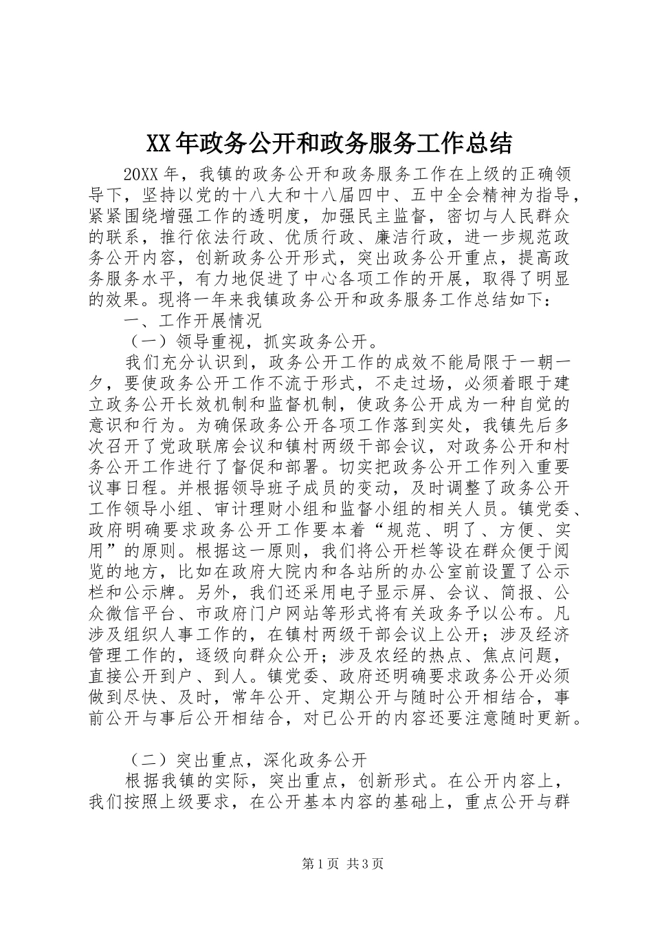 2024年政务公开和政务服务工作总结_第1页