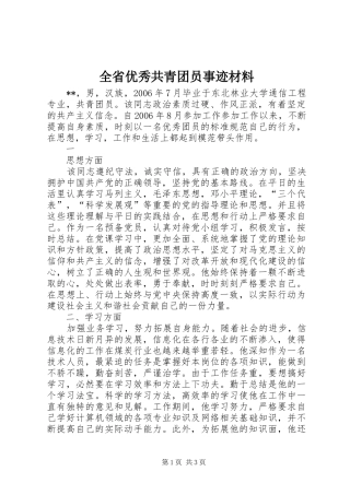 2024年全省优秀共青团员事迹材料