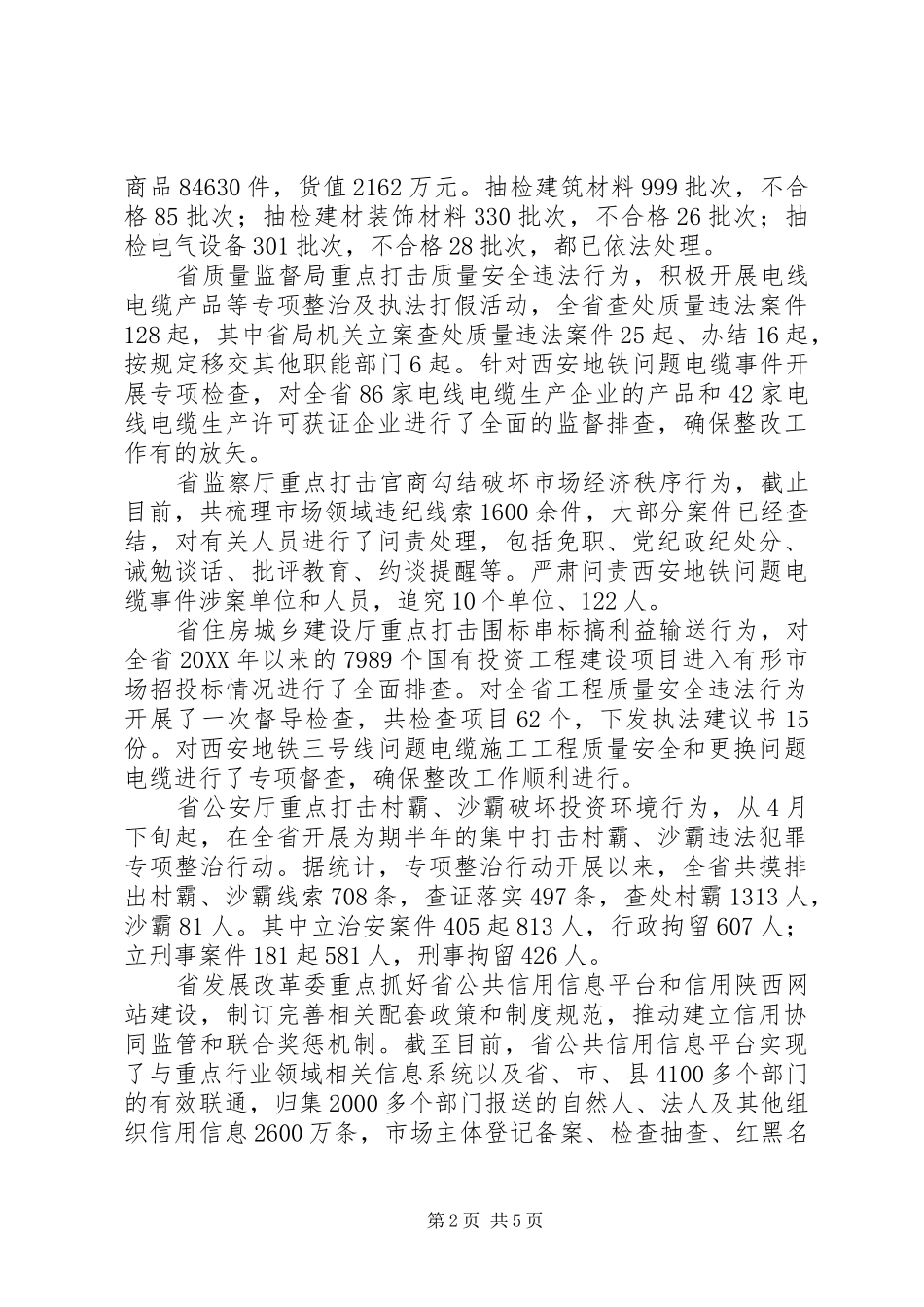 2024年全省整顿和规范市场秩序工作情况报告范文_第2页