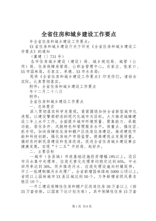 2024年全省住房和城乡建设工作要点