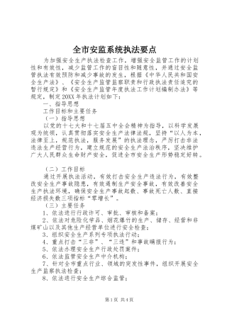 2024年全市安监系统执法要点