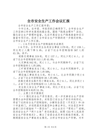 2024年全市安全生产工作会议汇报