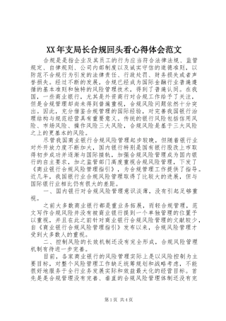 2024年支局长合规回头看心得体会范文