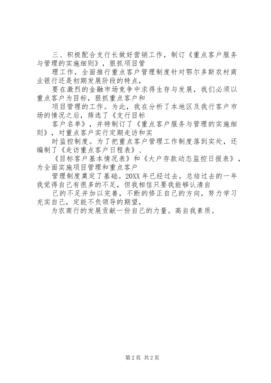 2024年支行行长助理工作总结_第2页