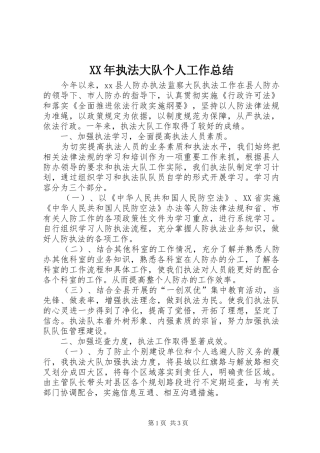 2024年执法大队个人工作总结