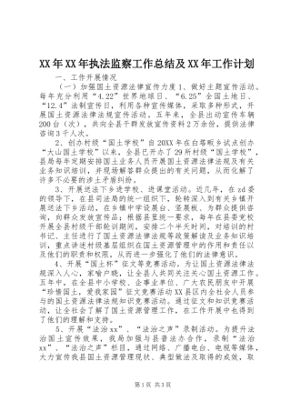 2024年执法监察工作总结及工作计划