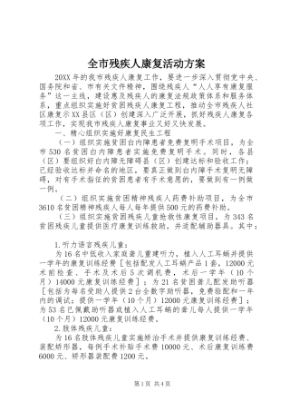 2024年全市残疾人康复活动方案