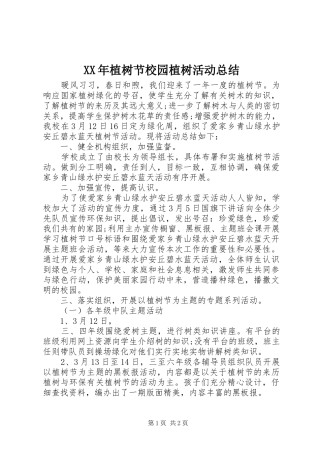 2024年植树节校园植树活动总结