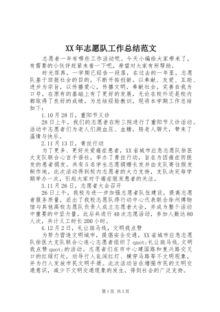 2024年志愿队工作总结范文