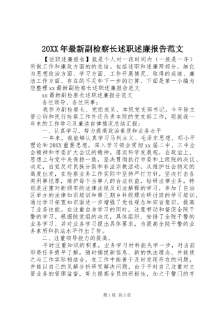 2024年最新副检察长述职述廉报告范文