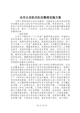 2024年全市公安机关队伍整肃实施方案