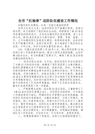 2024年全市红袖章巡防队伍建设工作情况