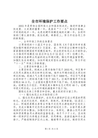2024年全市环境保护工作要点